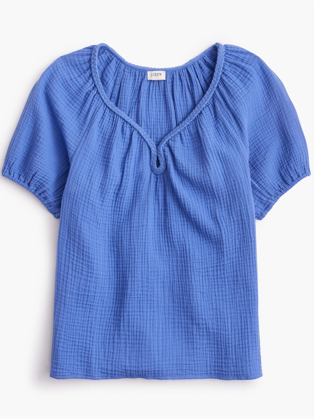 NWT J. Crew Blue Gauze Peasant Top (Small)